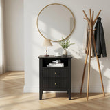 Fluted Nightstand With 2 Drawers