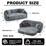 Curved Convertible Sofa, 2 In 1 Fold Out Bed With Pull Out Base And Deep Seat