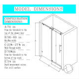 Frameless Single Sliding Soft Close Shower Doors, 5/16" Sgcc Tempered Glass