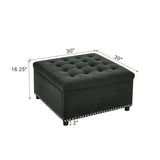 Square Tufted Storage Ottoman With Nailhead Trim