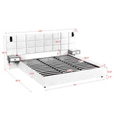 Upholstered Hydraulic Platform Bed With Storage Shelves, Reading Lamps, USB Port