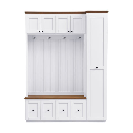 Entryway Hall Tree With Storage Bench, Coat Rack Shoe Bench With Cabinets
