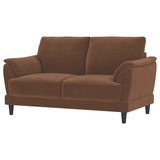 Dania - Upholstered Crescent Loveseat With Curved Tufted Arms - Rust