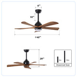5 Blades Ceiling Fan With Lights Remote Control - Matte Black