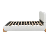 Queen Size Upholstered Bed With Slat Support - White
