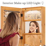 Jewelry Armoire Organizer With Full Length Mirror, Wall Mounted Lockable Cabinet With LED Light