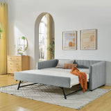 Upholstered Daybed With Trundle With Vertical Stripes