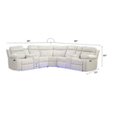 Lacrosse - Power Reclining Sectional Sofa & Bluetooth Speakers, LED Lights, Console Storage, Cup Holders And USB Charging - Beige