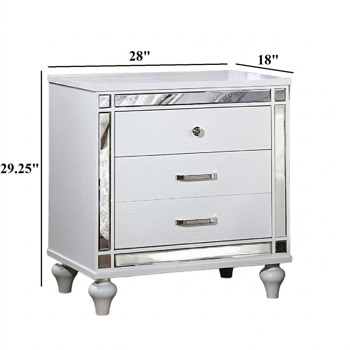 Contemporary Nightstand With Crocodile Textured Trim
