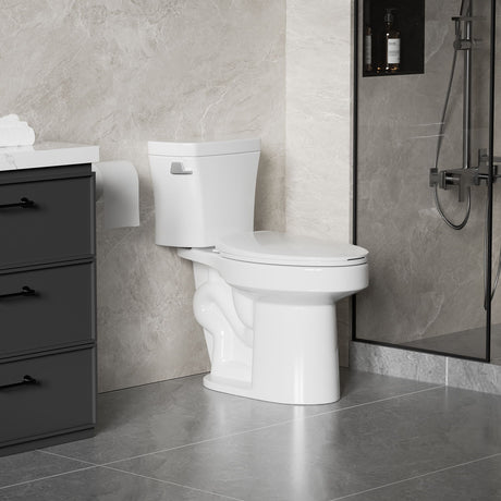 Gloss 2 Piece Toilet With 1.28 Gpf Tornado Flush, Rimless Bowl, Soft Closing Seat - Gloss White