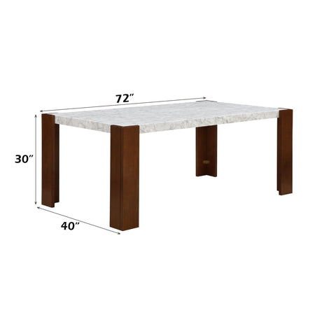 Hettie - Dining Table With Engineered Stone Top - Brown
