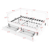 Upholstered Platform Bed Frame With 2 Storage Drawers And Adjustable Sofa Bed
