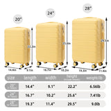 3 Pieces Set 20" / 24" / 28" Spinner Wheel Luggage With Combination Lock