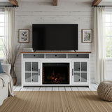 Fireplace TV Stand Console & Fixed Shelves