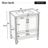 Elegant Fluted Bathroom Vanity With Sink, Soft Close Doors & Drawer