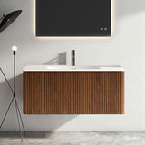 Etna - Striped Bathroom Vanity With Ceramic Sink, Wall Mounted Floating Bathroom Vanity For Modern Bathroom