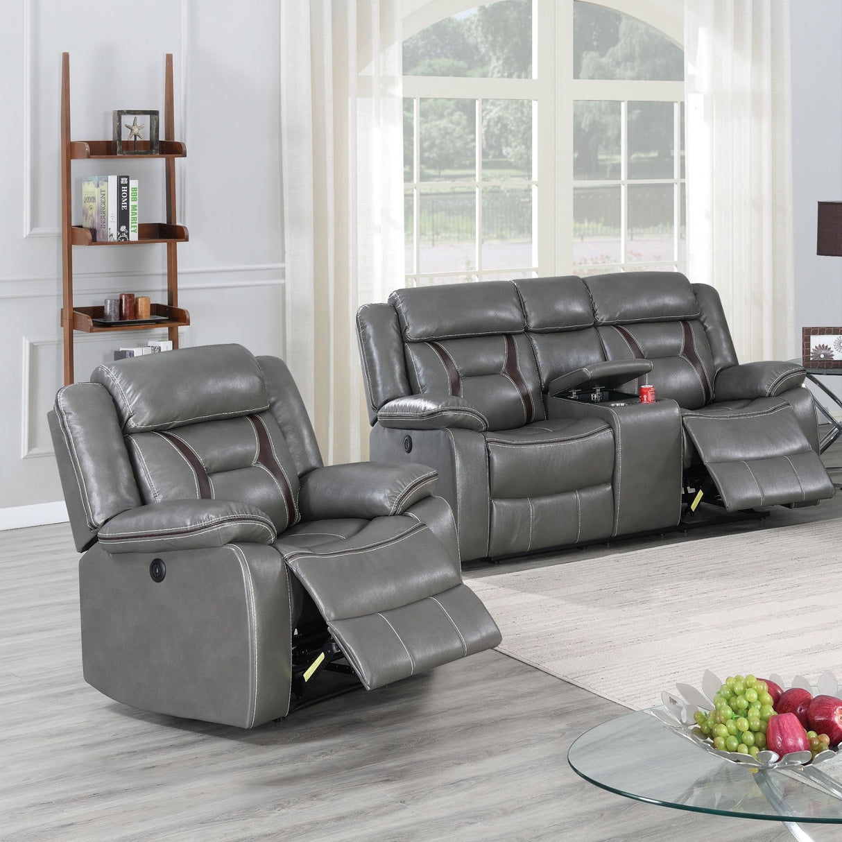 Living Room Set With Pillow Armrest And Tufted Backrest
