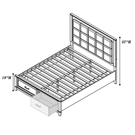 Upholstered Headboard Platform Bed With LED Lighting And Underbed Drawers