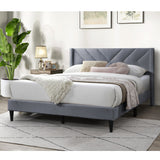 Elegant Bed With Upholstered Headboard, Platform Base
