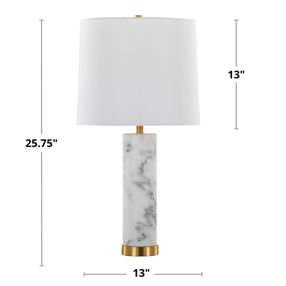 Marabella - Contemporary Marble Table Lamp (Set of 2) - Brass / White