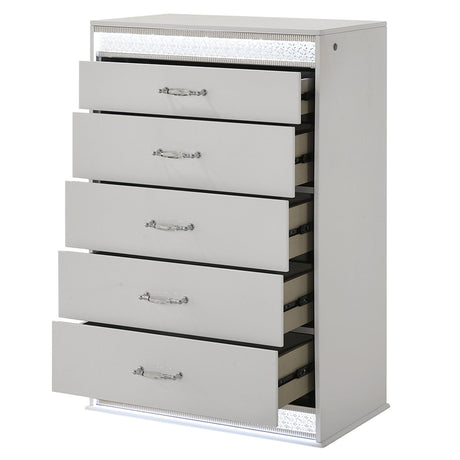 Glam - 5 Drawer Chest With LED Lighting - White