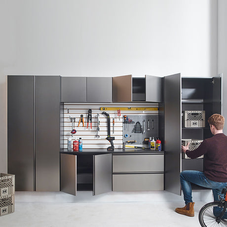 Nova Series - Garage Cabinet Set A With Soft Closing Doors - Metallic Gray