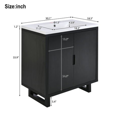Bathroom Vanity Set With Sink, Combo Cabinet, Bathroom Storage Cabinet, Solid Wood Frame