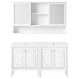 Double Sink Bathroom Vanity Set With Wall Mount Mirror Cabinet