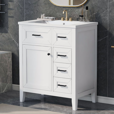 Modern Bathroom Vanity With Sink Combo, 3 Drawers, Undermount Drop-In Sink