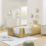 Cute Rabbit Ear Upholstered Platform Bed Frame With Safety Rail