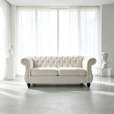 Chesterfield Button Tufted Loveseat With Rolled Arms