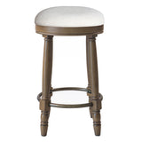 360° Swivel Wooden Barstools With Upholstered Seat, Counter Height (Set of 2)