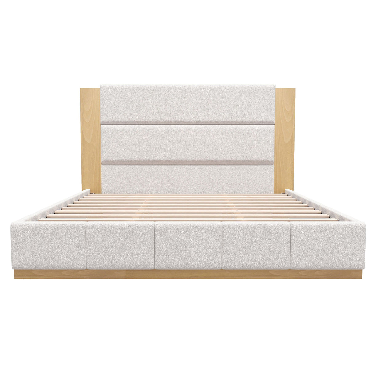 Modern Upholstered Platform Bed With Extended Headboard