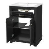 Bathroom Vanity With Integrated Sink, 2 Door Cabinet With Tip Out Drawer, Rectangular Design