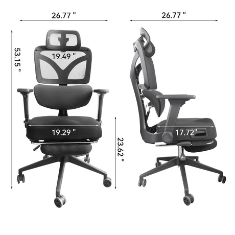 Zero Gravity Ergonomic Office Chair With 145° Recline, 3D Headrest - Black