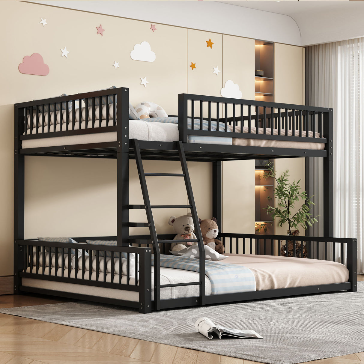 Bunk Bed With Ladder And Safety Guardrails