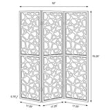 3 Panel Folding Screen With Mosaic Cutout Design - Black