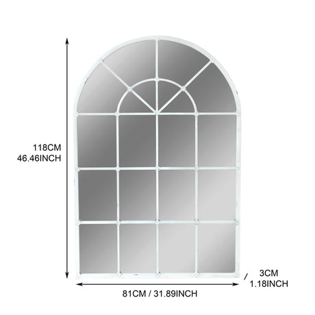 Handmade Arched Mirror, Windows Design For Entryway - White