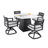 Outdoor Patio Dining Set, Squircle Dining Table, Dining Chairs With Sunbrella Cushions