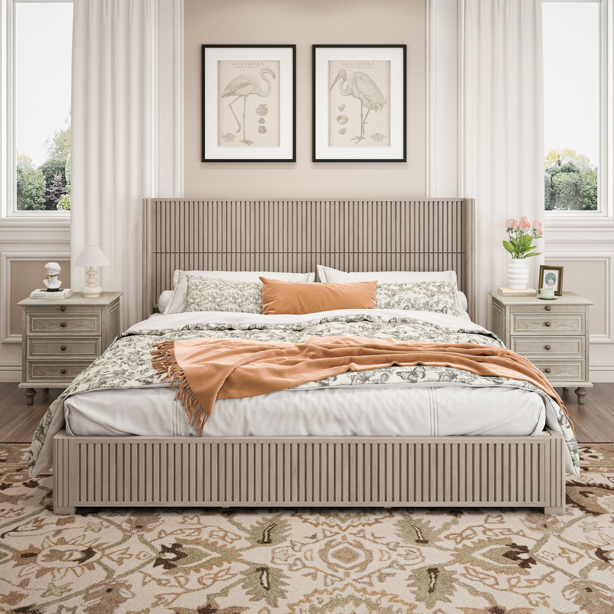 Platform Bed Frame With Headboard, Floor Standing Design