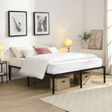 Heavy Duty Queen Size Bed Frame With Quiet Support - Black