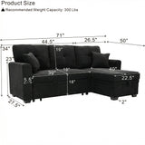 Sleeper Sectional With Pull Out Bed, Reversible Chaise