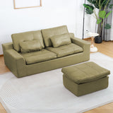 L - Shaped Modular 2 Seater Sofa With Movable Ottoman And High Density Sponge Cushions For Living Room
