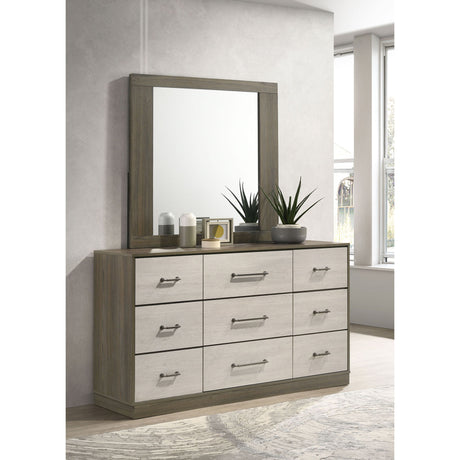 Edmondson - 9 Drawer Dresser With Mirror - Natural / Gray