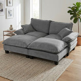 Modular Sectional Sofa With Movable Ottoman & Pillows