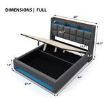 Platform Bed With Hydraulic Storage, LED Lighting & Charging Station