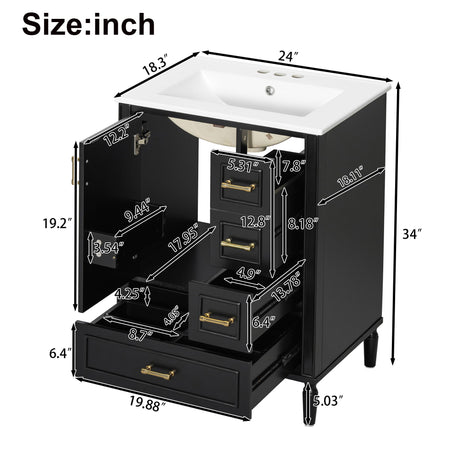 Traditional Bathroom Vanity Set With Soft Close Doors