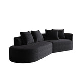 Upholstered Oversized Sectional Sofa, 4 Seater Extra Deep & Wide Seat Curved Cloud Couch With 4 Throw Pillows, Free Combination Living Room - Black