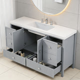 Bathroom Vanity With Separate Sink, Soft Close Doors And 4 Drawers