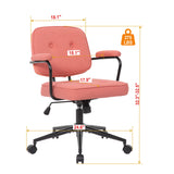 Button Mid Back Swivel Desk Chair With Curved Armrest - Pink